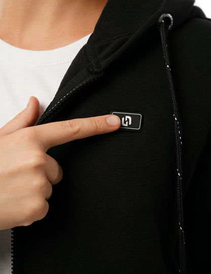 Sweat à capuche chauffant entièrement zippé pour hommes noir (amélioré) 