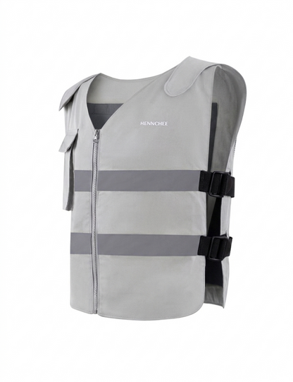 Reflective Cooling Vest with 12 Ice Packs - Grey