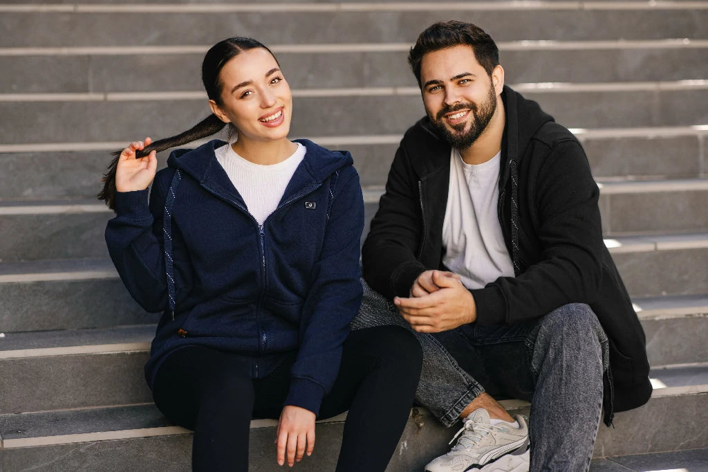 Hennchee navy heated hoodie for men and women 