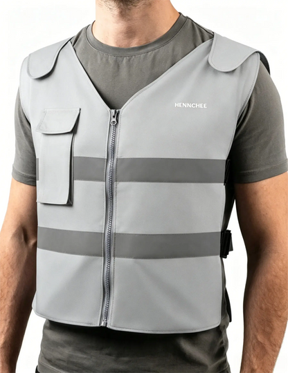 Reflective Cooling Vest with 12 Ice Packs - Grey