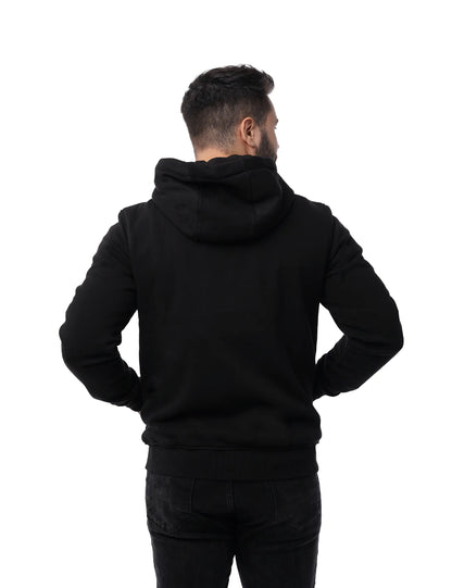 Hennchee Men's Dual-Control Heated Full-Zip Hoodie black back view