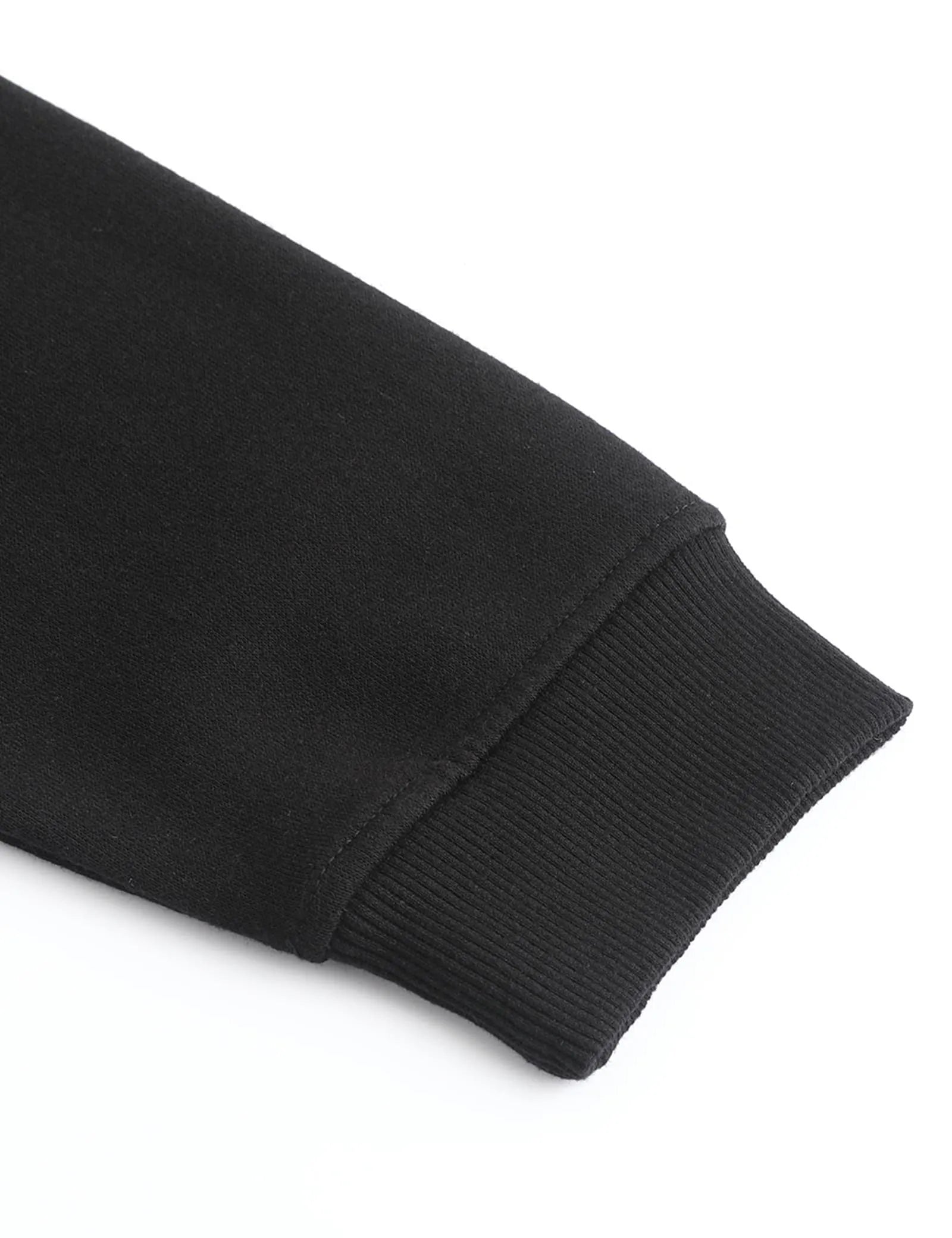 Hennchee Men's Dual-Control Heated Full-Zip Hoodie black elastic ribbed cuff detail view