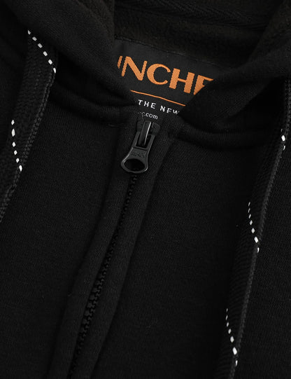 Hennchee Men's Dual-Control Heated Full-Zip Hoodie black premium zipper close-up view