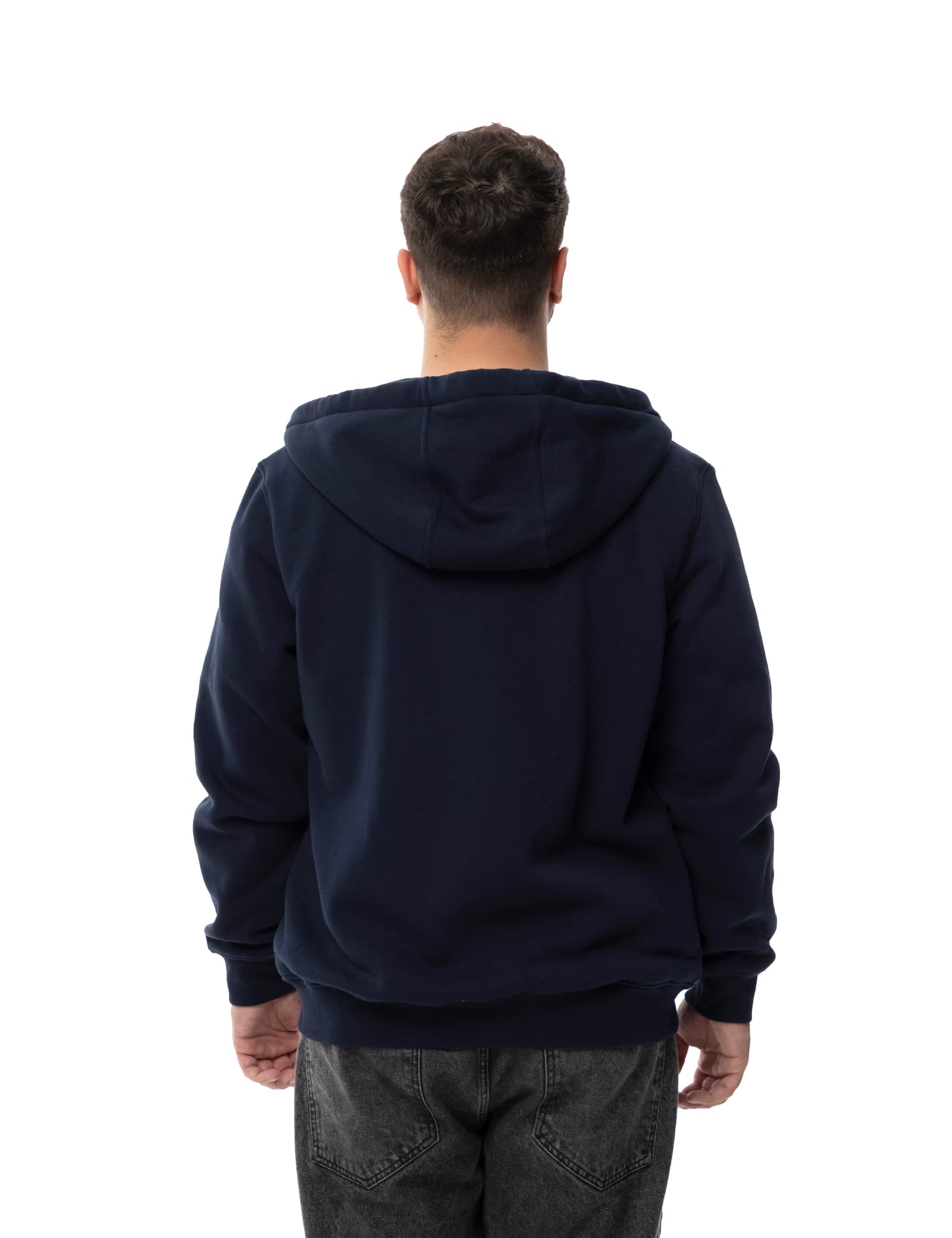 Hennchee Men's Dual-Control Heated Full-Zip Hoodie Navy back view