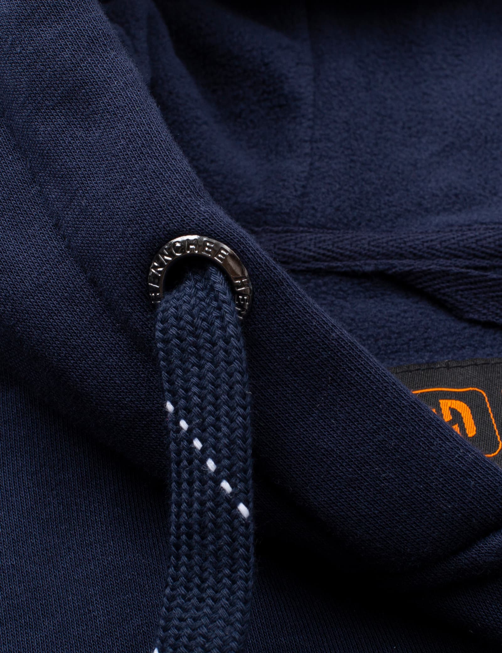 Hennchee Men's Dual-Control Heated Full-Zip Hoodie Navy adjustable drawstring and hood detail view
