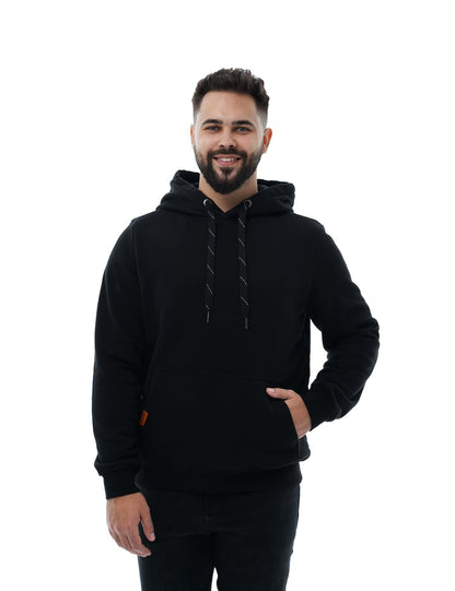 Hennchee Men's Dual-Control Heated Pullover Hoodie black front view