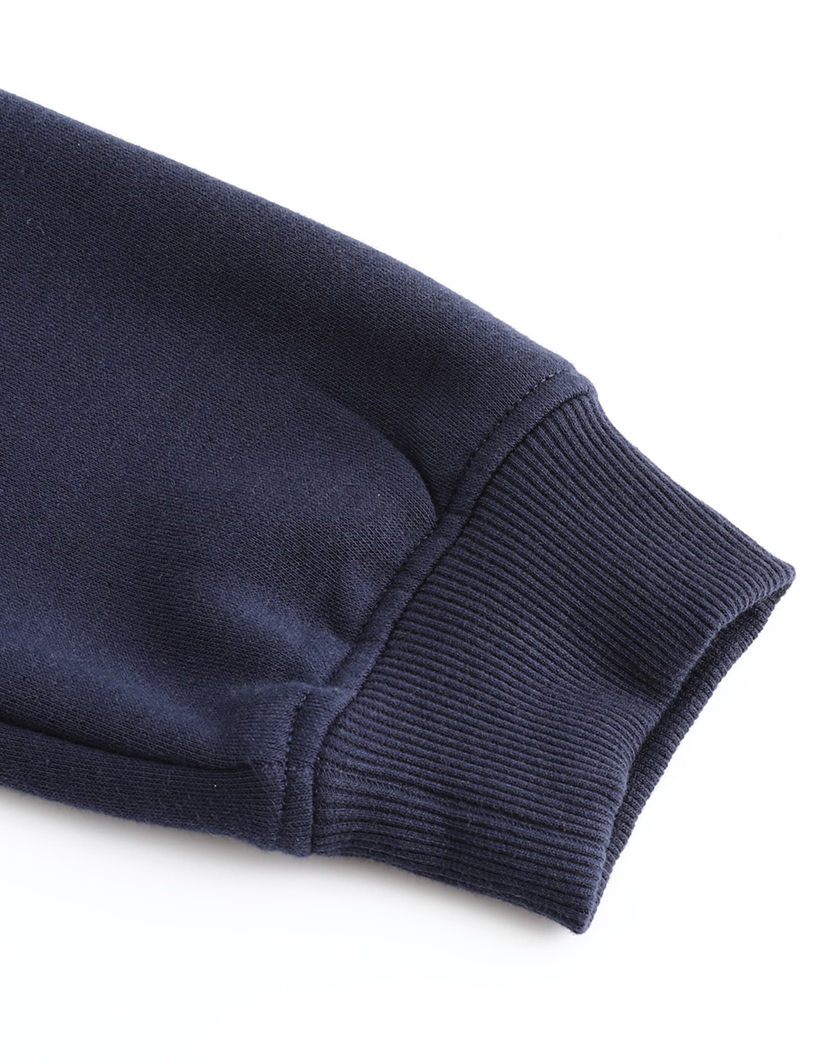 Hennchee Men's Dual-Control Heated Pullover Hoodie Navy elastic ribbed cuff detail view