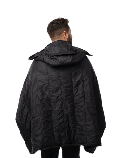 Hennchee men's black 12V heated poncho full back view