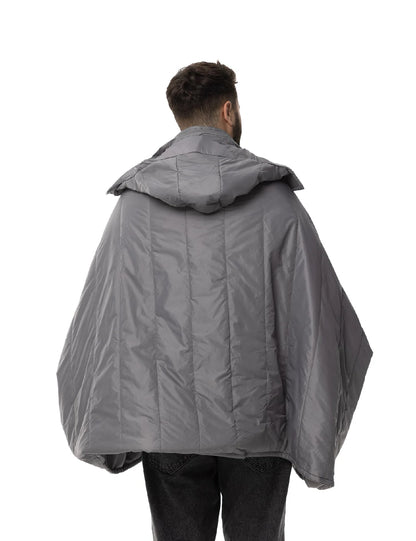 Hennchee men's grey 12V heated poncho side profile view