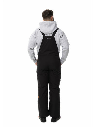 Hennchee men's heated bib overalls black full back view