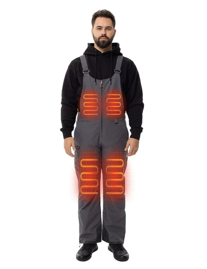 Hennchee men's heated bib overalls grey 5 heating zones