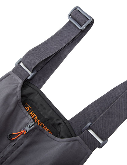Hennchee men's heated bib overalls grey adjustable straps