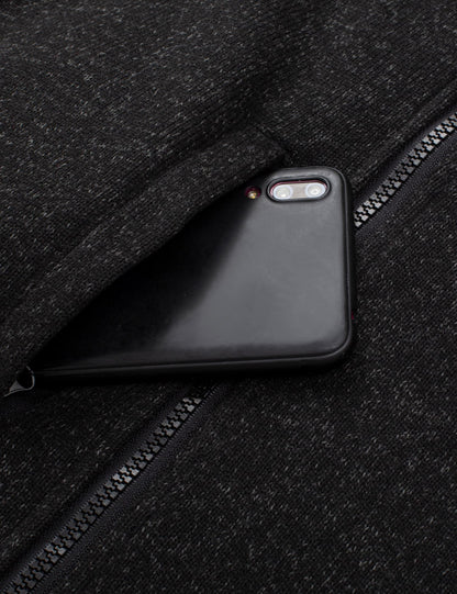 Hennchee Women's 12V Dual Control Heated Fleece Jacket black interior phone and battery pocket view