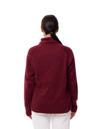 Hennchee Women's 12V Dual Control Heated Fleece Jacket maroon back view