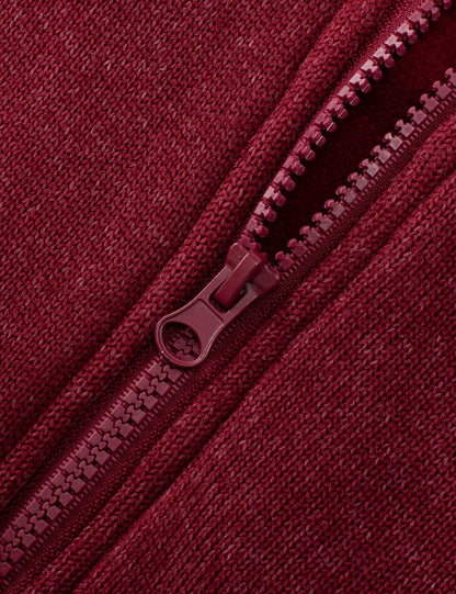 Hennchee Women's 12V Dual Control Heated Fleece Jacket maroon high-quality zipper detail view