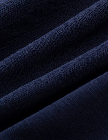 Hennchee Women's Dual-Control Heated Full-Zip Hoodie Navy soft fleece fabric texture detail view