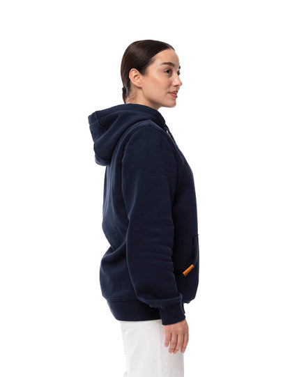 Hennchee Women's Dual-Control Heated Full-Zip Hoodie Navy side view