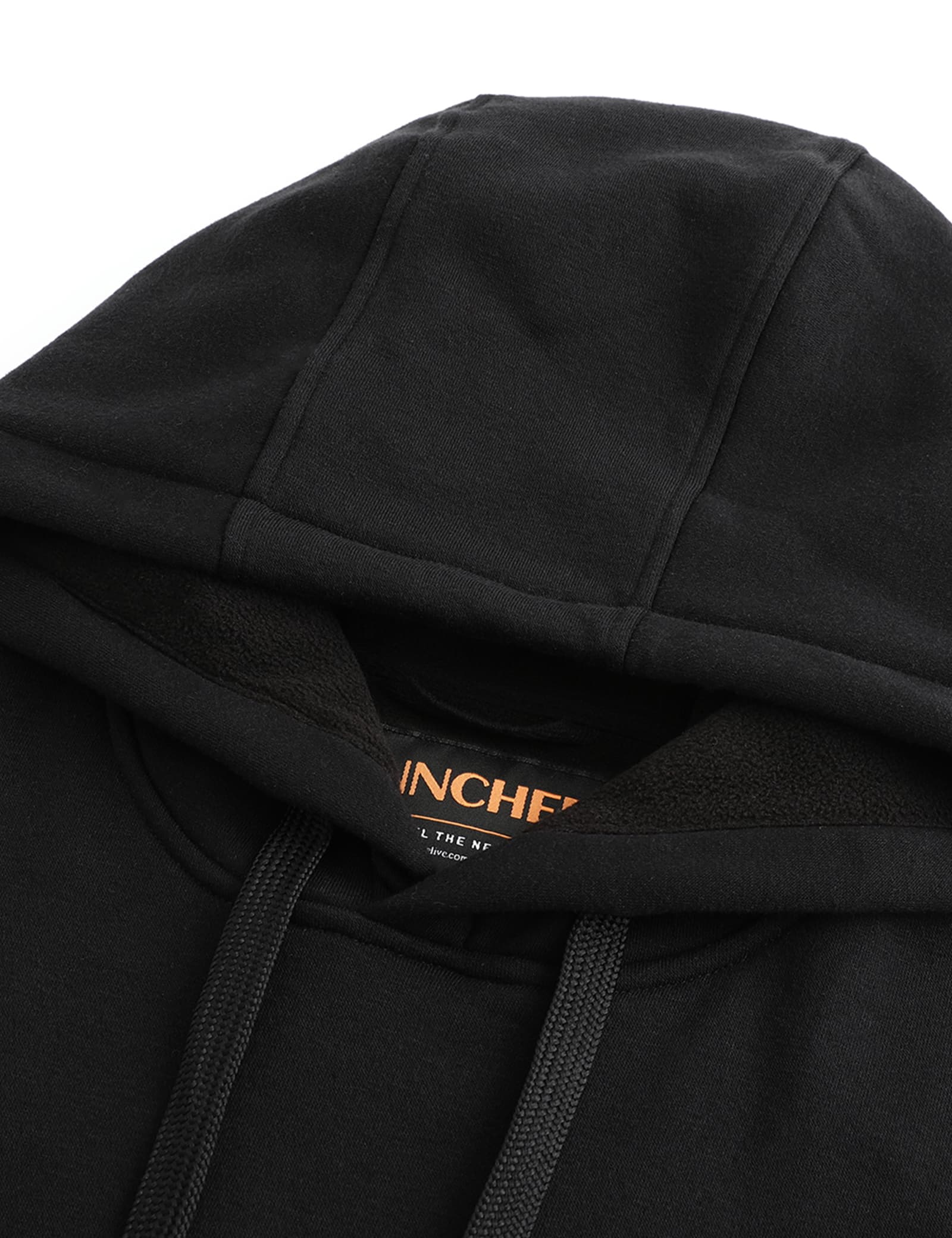 Hennchee Women's Dual-Control Heated Pullover Hoodie black adjustable drawstring hood detail view