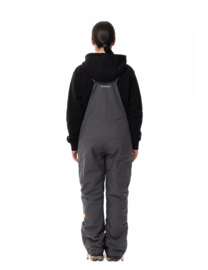 Hennchee women's heated bib overalls grey full back view