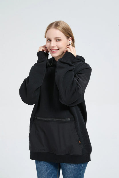 Multiple pockets for smarter travel featuring a hidden sleeve zipper pocket and kangaroo pocket on Relexit hoodie