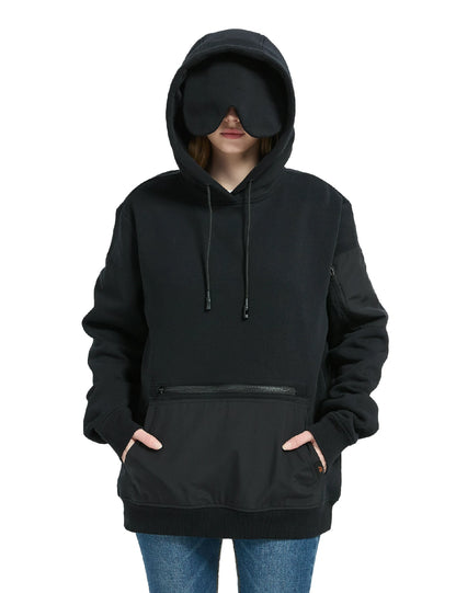 Relexit travel hoodie with 360 degree built-in eye mask for airplane sleep